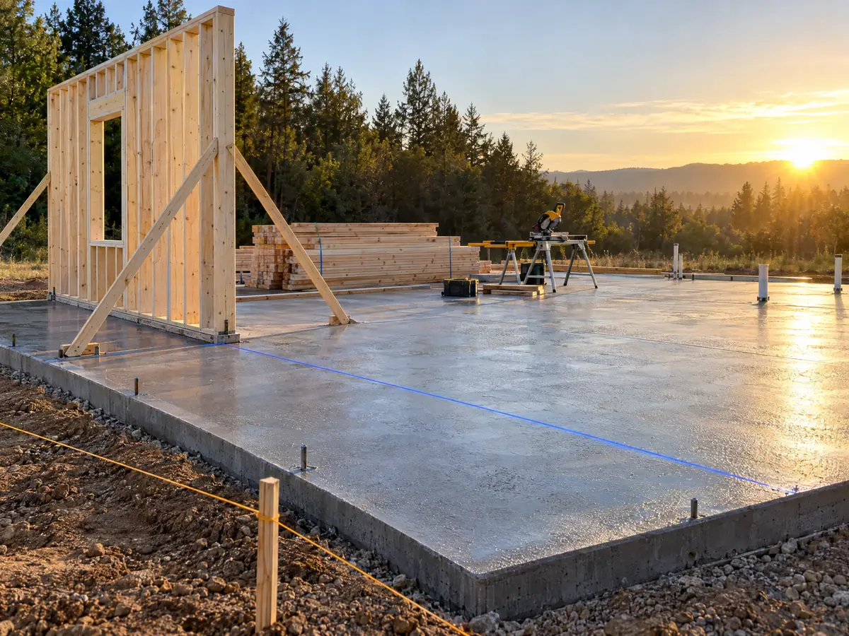 A new house going up from the slab