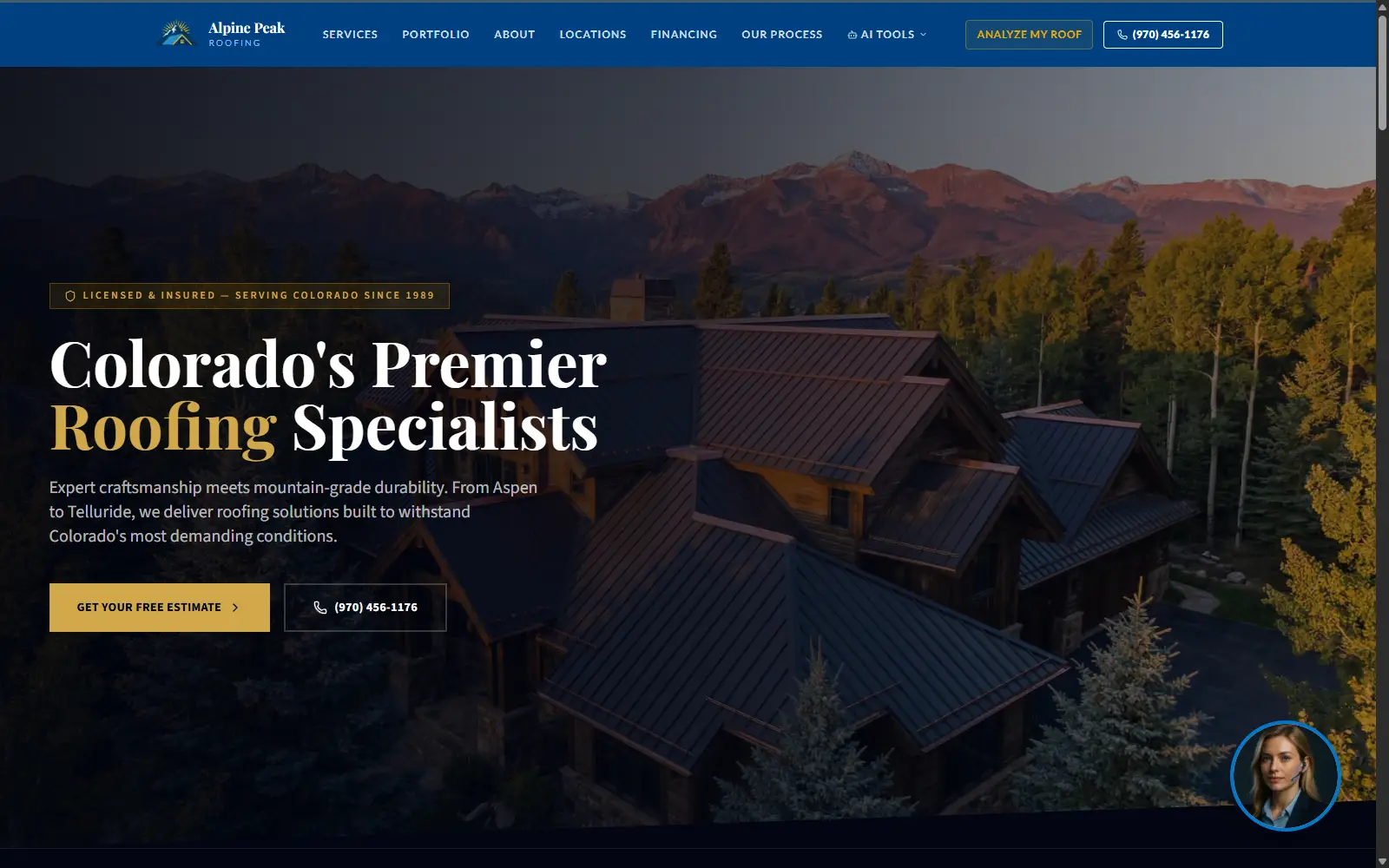 Alpine Peak Roofing website